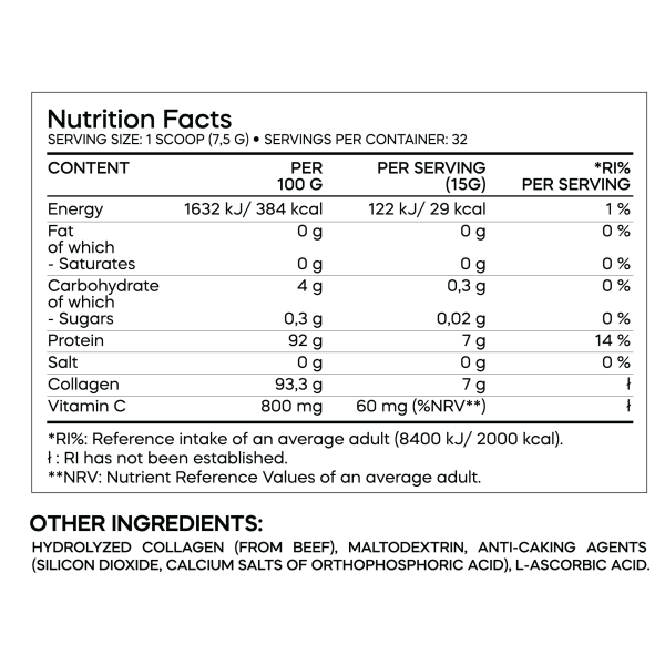 pure collagen nutrition facts