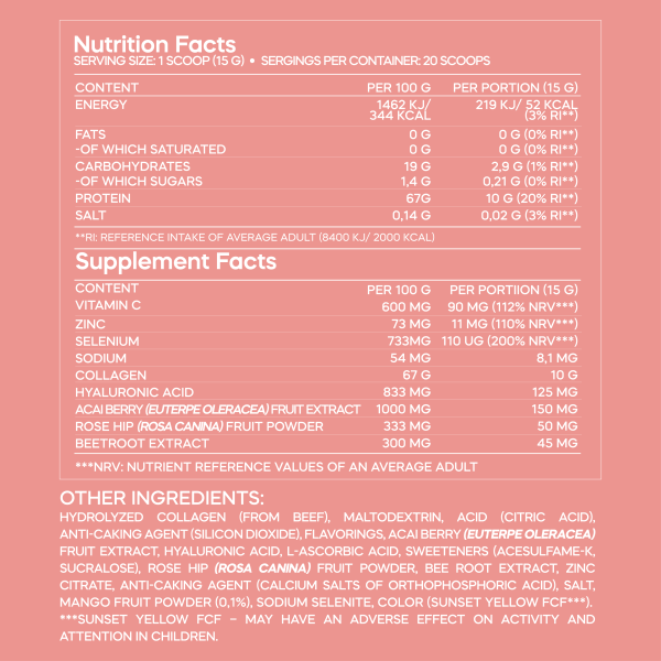 supreme collagen nutrition facts